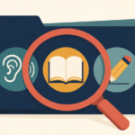 Evaluation folder examining listening, reading, and writing skills
